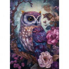 DUTCH LADY DESIGNS GREETING CARD Purple Owl